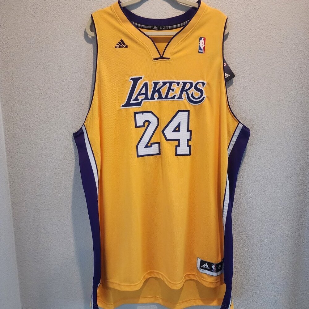 Kobe Bryant 24 Los Angeles Lakers Gold Purple Adidas NBA Jersey Mens 3XL